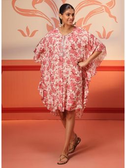 Lakshita - Red Printed Round Neck Kaftan Dress