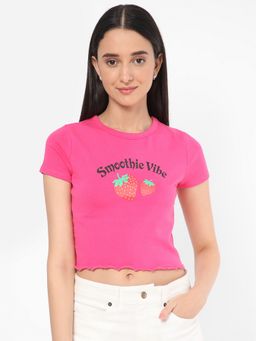 R&B - Pink Modal Typography Crop Top