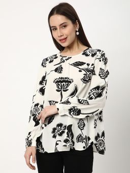 R&B - Ivory Viscose Floral Top
