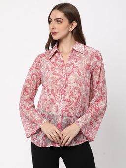 R&B - Cream Polyester Paisley Shirt