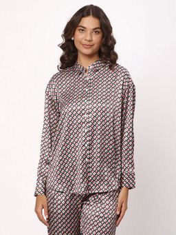 R&B - Red Polyester Geometric Shirt