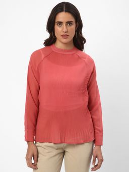 R&B - Pink Polyester Textured Top