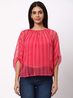 R&B - Magenta Rayon Self Design Top
