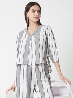 R&B - White Cotton Stripes Top