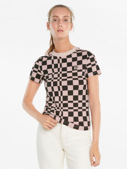 Puma - Downtown Aop Womens Pink And Black T-Shirt