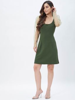 Kibo - Women Green Polyester Solid Mini Dress