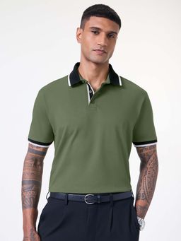 The Souled Store - Pique Polo Basil Men Textured Polo T-Shirt