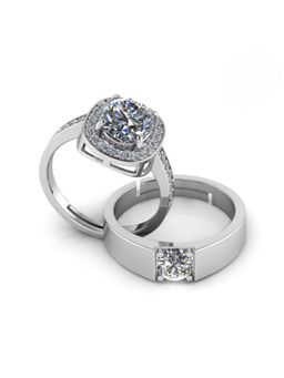 Miss Highness - 925 Sterling Silver Couple Rings for Women and Men (Pack of 2)