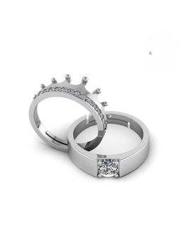 Miss Highness - 925 Sterling Silver Couple Rings for Women and Men (Pack of 2)