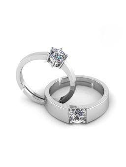 Miss Highness - 925 Sterling Silver Couple Rings for Women and Men (Pack of 2)