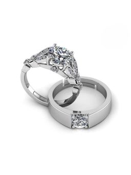 Miss Highness - 925 Sterling Silver Couple Rings for Women and Men (Pack of 2)