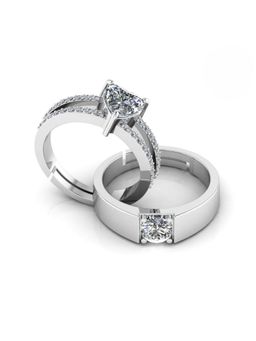 Miss Highness - 925 Sterling Silver Couple Rings for Women and Men (Pack of 2)