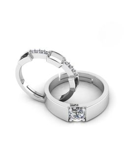 Miss Highness - 925 Sterling Silver Couple Rings for Women and Men (Pack of 2)