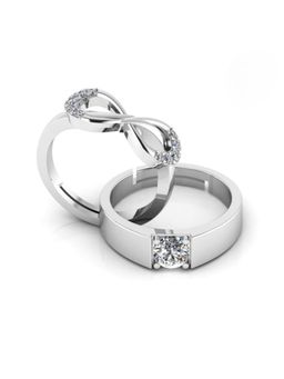 Miss Highness - 925 Sterling Silver Couple Rings for Women and Men (Pack of 2)