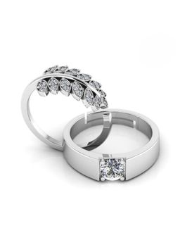 Miss Highness - 925 Sterling Silver Couple Rings for Women and Men (Pack of 2)
