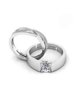 Miss Highness - 925 Sterling Silver Couple Rings for Women and Men (Pack of 2)