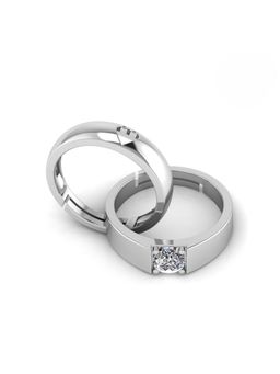 Miss Highness - 925 Sterling Silver Couple Rings for Women and Men (Pack of 2)