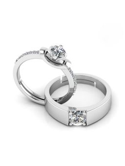 Miss Highness - 925 Sterling Silver Couple Rings for Women and Men (Pack of 2)
