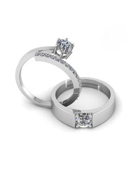 Miss Highness - 925 Sterling Silver Couple Rings for Women and Men (Pack of 2)
