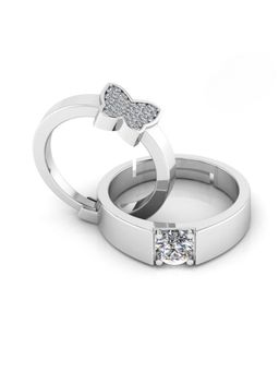 Miss Highness - 925 Sterling Silver Couple Rings for Women and Men (Pack of 2)