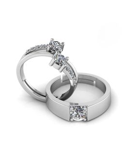 Miss Highness - 925 Sterling Silver Couple Rings for Women and Men (Pack of 2)