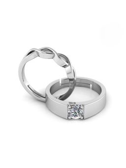Miss Highness - 925 Sterling Silver Couple Rings for Women and Men (Pack of 2)
