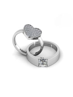 Miss Highness - 925 Sterling Silver Couple Rings for Women and Men (Pack of 2)