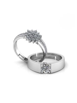 Miss Highness - 925 Sterling Silver Couple Rings for Women and Men (Pack of 2)