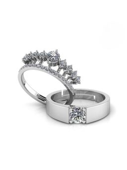 Miss Highness - 925 Sterling Silver Couple Rings for Women and Men (Pack of 2)
