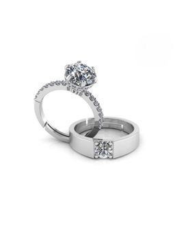 Miss Highness - 925 Sterling Silver Couple Rings for Women and Men (Pack of 2)