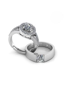 Miss Highness - 925 Sterling Silver Couple Rings for Women and Men (Pack of 2)
