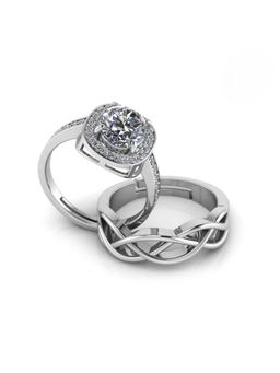 Miss Highness - 925 Sterling Silver Couple Rings for Women and Men (Pack of 2)