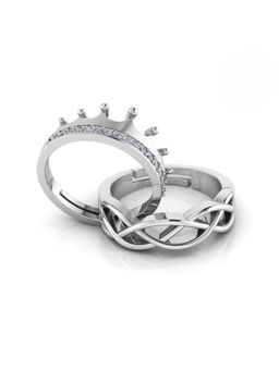 Miss Highness - 925 Sterling Silver Couple Rings for Women and Men (Pack of 2)