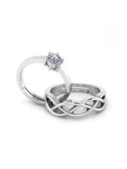 Miss Highness - 925 Sterling Silver Couple Rings for Women and Men (Pack of 2)