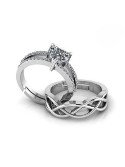 Miss Highness - 925 Sterling Silver Couple Rings for Women and Men (Pack of 2)