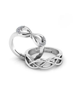 Miss Highness - 925 Sterling Silver Couple Rings for Women and Men (Pack of 2)