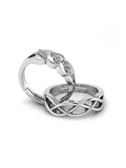 Miss Highness - 925 Sterling Silver Couple Rings for Women and Men (Pack of 2)