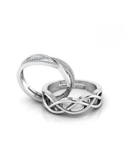 Miss Highness - 925 Sterling Silver Couple Rings for Women and Men (Pack of 2)