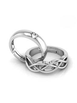 Miss Highness - 925 Sterling Silver Couple Rings for Women and Men (Pack of 2)