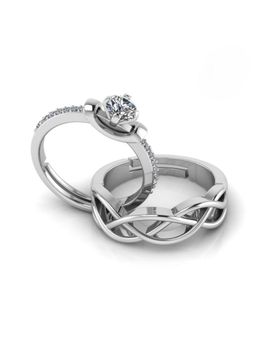 Miss Highness - 925 Sterling Silver Couple Rings for Women and Men (Pack of 2)