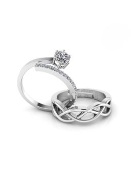 Miss Highness - 925 Sterling Silver Couple Rings for Women and Men (Pack of 2)