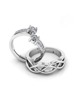 Miss Highness - 925 Sterling Silver Couple Rings for Women and Men (Pack of 2)
