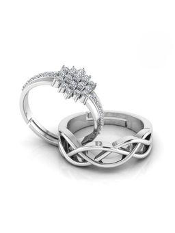 Miss Highness - 925 Sterling Silver Couple Rings for Women and Men (Pack of 2)