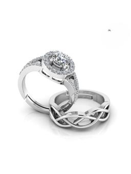 Miss Highness - 925 Sterling Silver Couple Rings for Women and Men (Pack of 2)