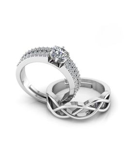 Miss Highness - 925 Sterling Silver Couple Rings for Women and Men (Pack of 2)