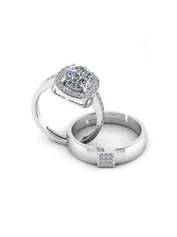 Miss Highness - 925 Sterling Silver Couple Rings for Women and Men (Pack of 2)