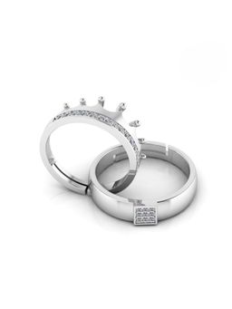 Miss Highness - 925 Sterling Silver Couple Rings for Women and Men (Pack of 2)