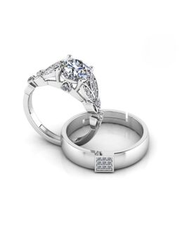Miss Highness - 925 Sterling Silver Couple Rings for Women and Men (Pack of 2)