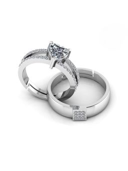 Miss Highness - 925 Sterling Silver Couple Rings for Women and Men (Pack of 2)