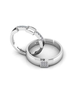 Miss Highness - 925 Sterling Silver Couple Rings for Women and Men (Pack of 2)